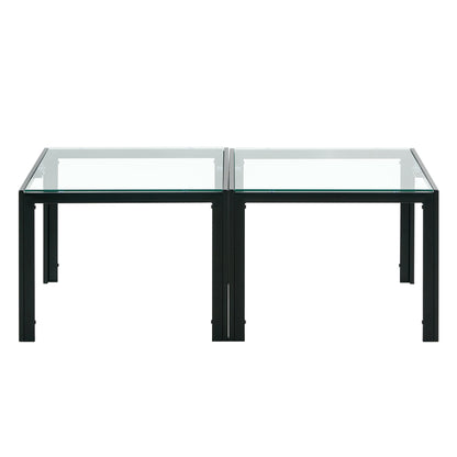 Set of 2 Coffee Table Set Modern Designed Square Tempered Glass Tea Table_8