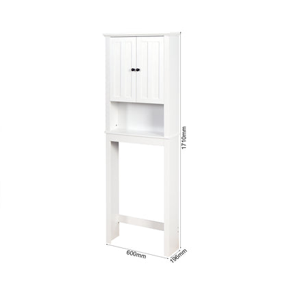 Wooden Over the Toilet Space Saver Storage with Adjustable Shelf in White_2