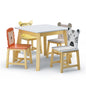 5 Pcs Solid Wood Kiddie Dining and Playing Table and Chair Set- White_3