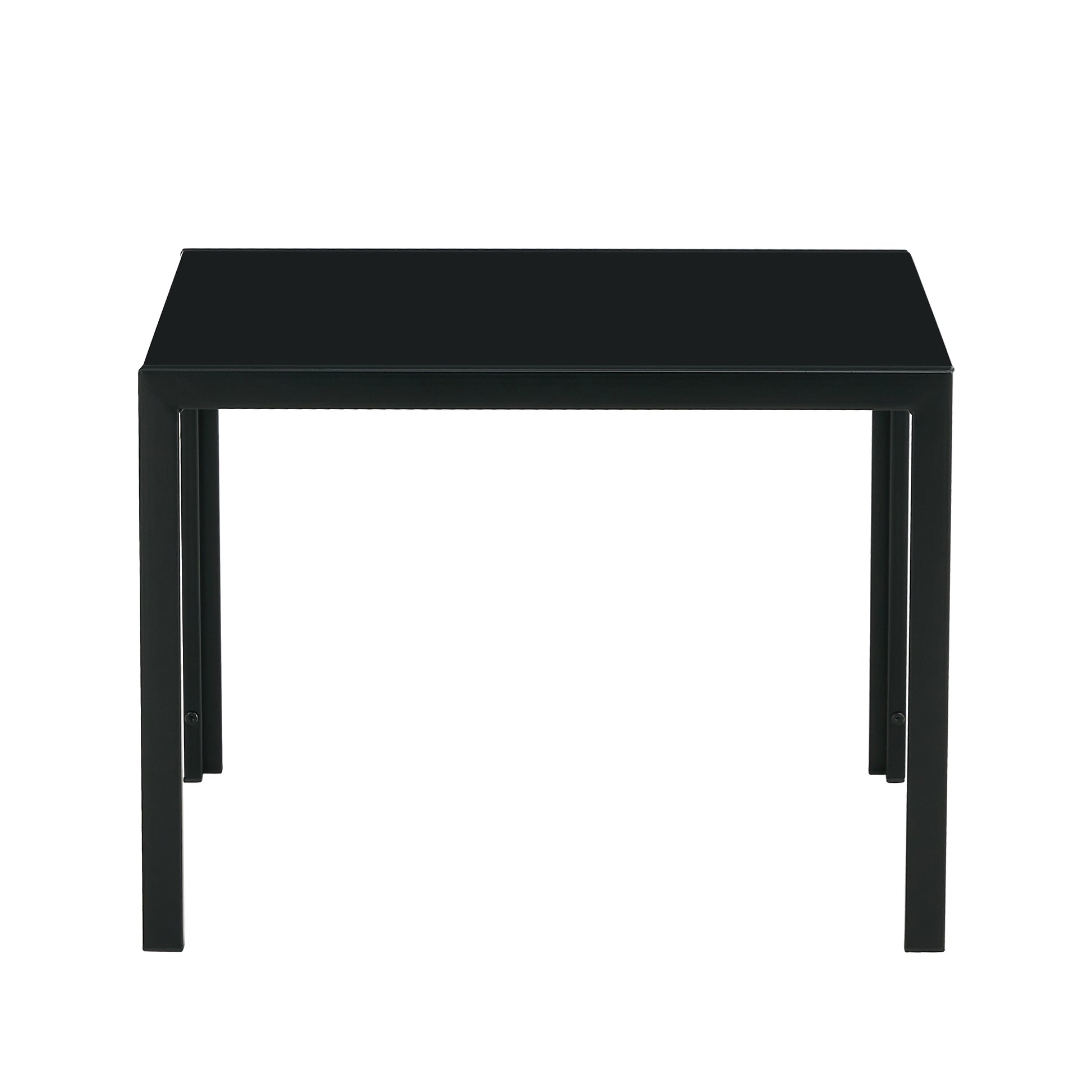 Set of 2 Coffee Table Set Modern Designed Square Tempered Glass Tea Table- Black_17