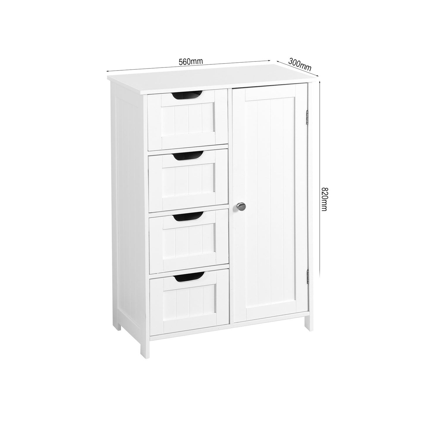 4 Drawers 1 Shelf Floor Standing Wooden Cabinet and Storage Organizer- White_3
