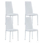 4 pcs Checkered Armless Faux Leather High Back Upholstered Padded Dining Chairs- White_16