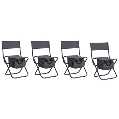 4 pcs Portable Outdoor Camping Fishing Picnic Chairs with Storage Bag- Gray_5