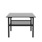 Double Layer Living Room Glass Coffee Table with Metal Legs- Black+Black_3