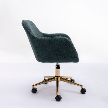 360° Revolving Modern Design Velvet Home and Office Chair with Metal Legs- Green_3