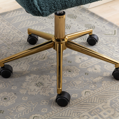 360° Revolving Modern Design Velvet Home and Office Chair with Metal Legs- Green_7