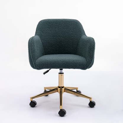 360° Revolving Modern Design Velvet Home and Office Chair with Metal Legs- Green_8