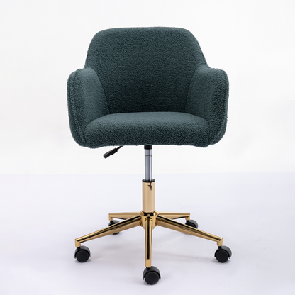360° Revolving Modern Design Velvet Home and Office Chair with Metal Legs- Green_9
