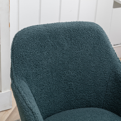 360° Revolving Modern Design Velvet Home and Office Chair with Metal Legs- Green_14
