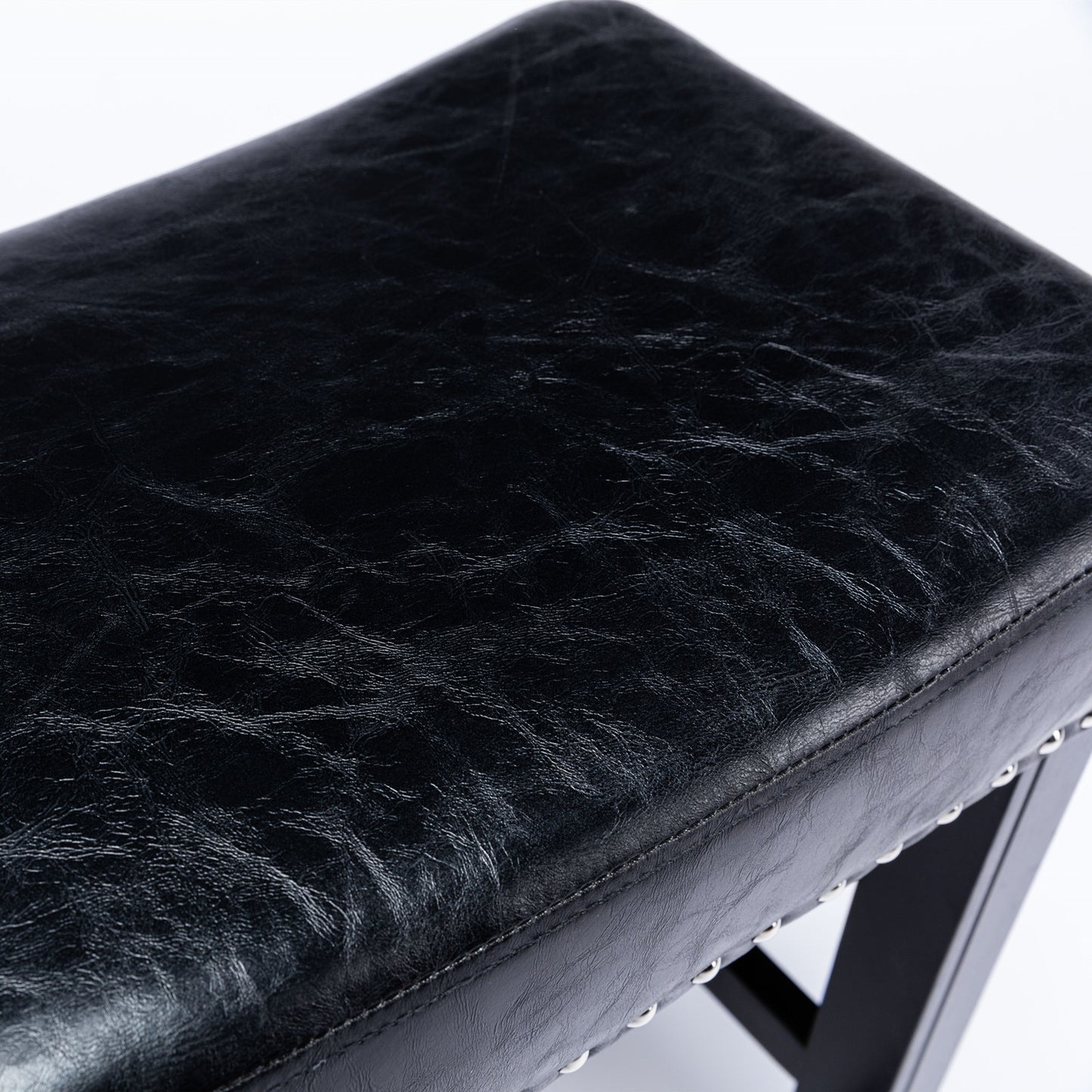 2 pcs 29" Backless Faux Leather Kitchen Counter Soft Sitting Stool Island Chair- Black_8