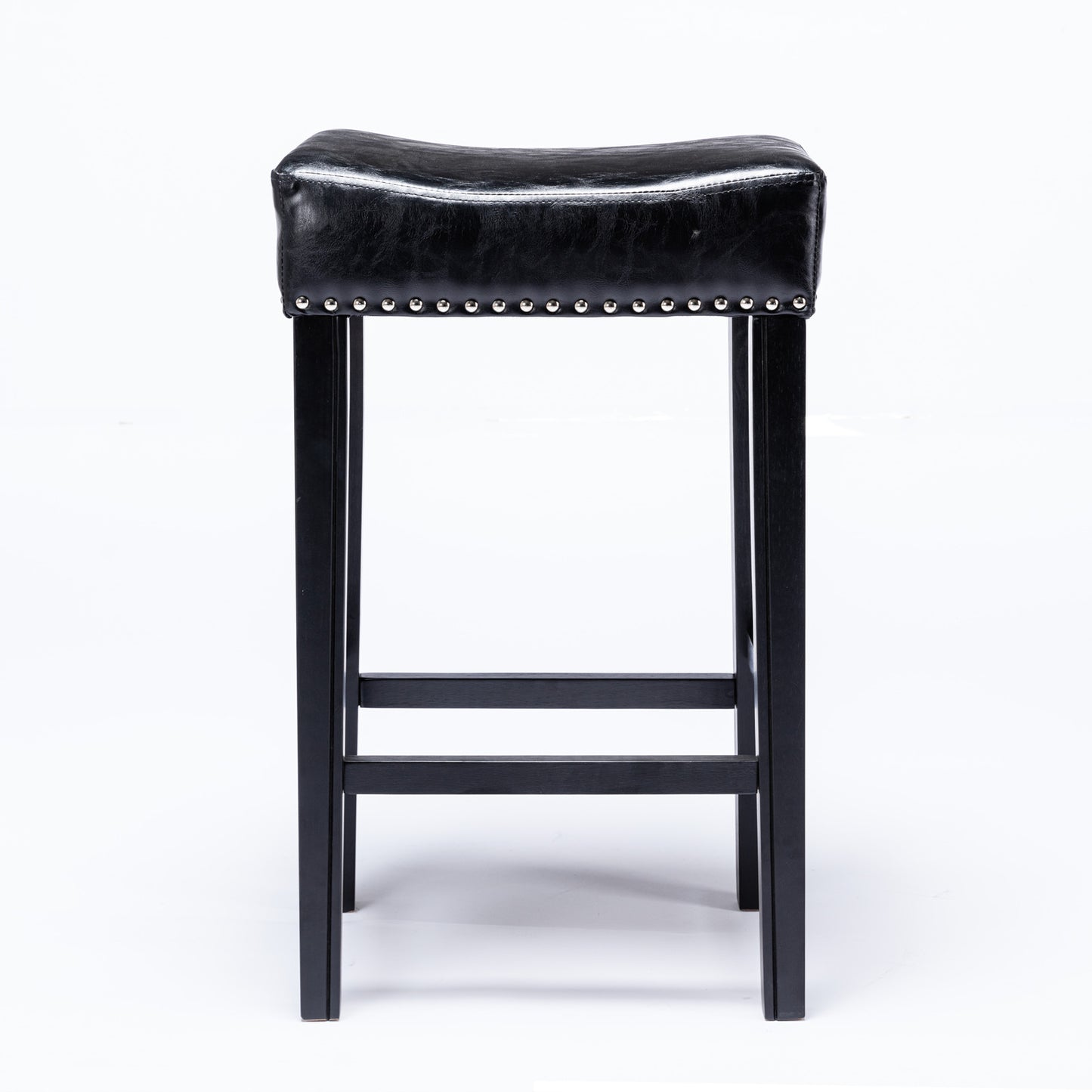 2 pcs 29" Backless Faux Leather Kitchen Counter Soft Sitting Stool Island Chair- Black_4