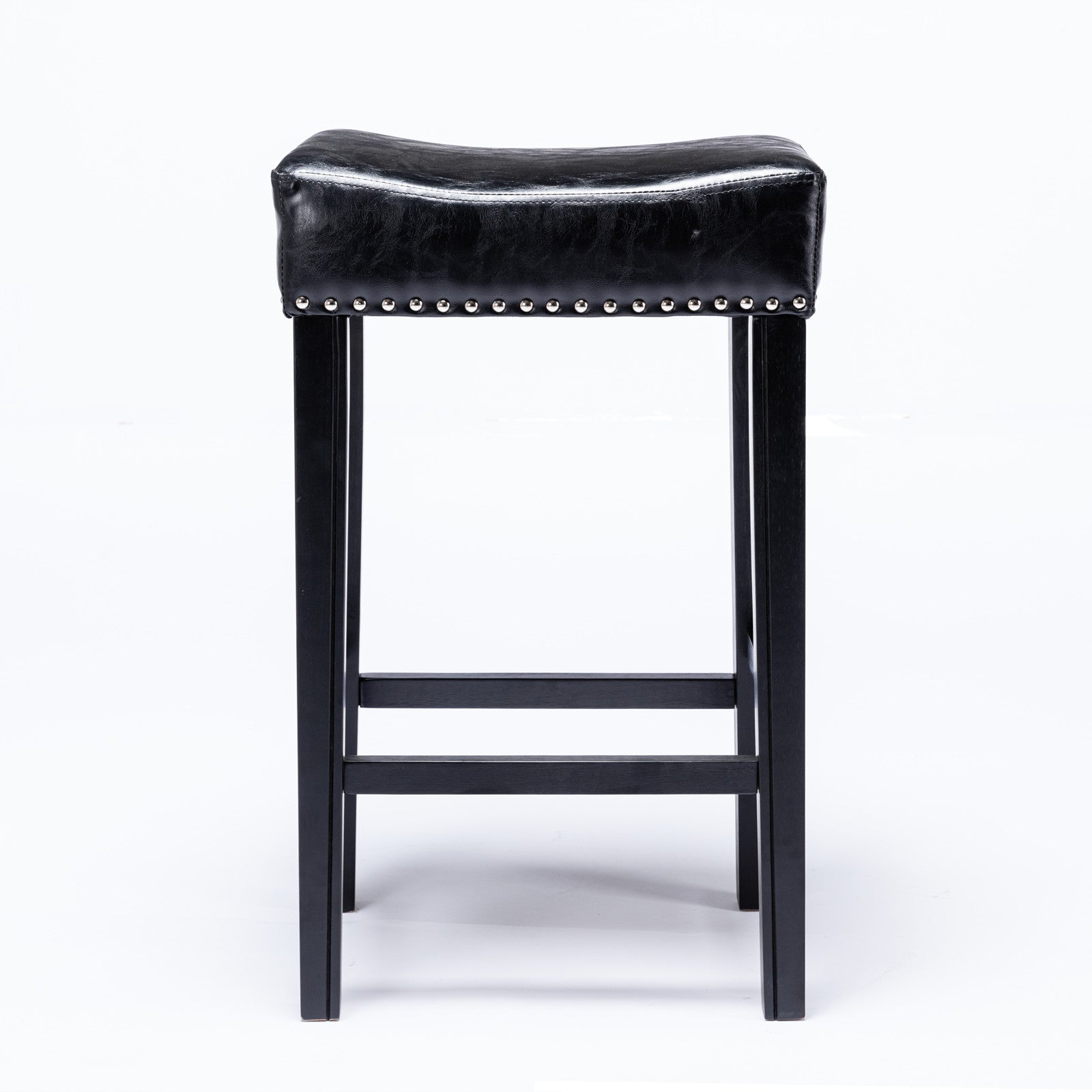 2 pcs 29" Backless Faux Leather Kitchen Counter Soft Sitting Stool Island Chair- Black_4