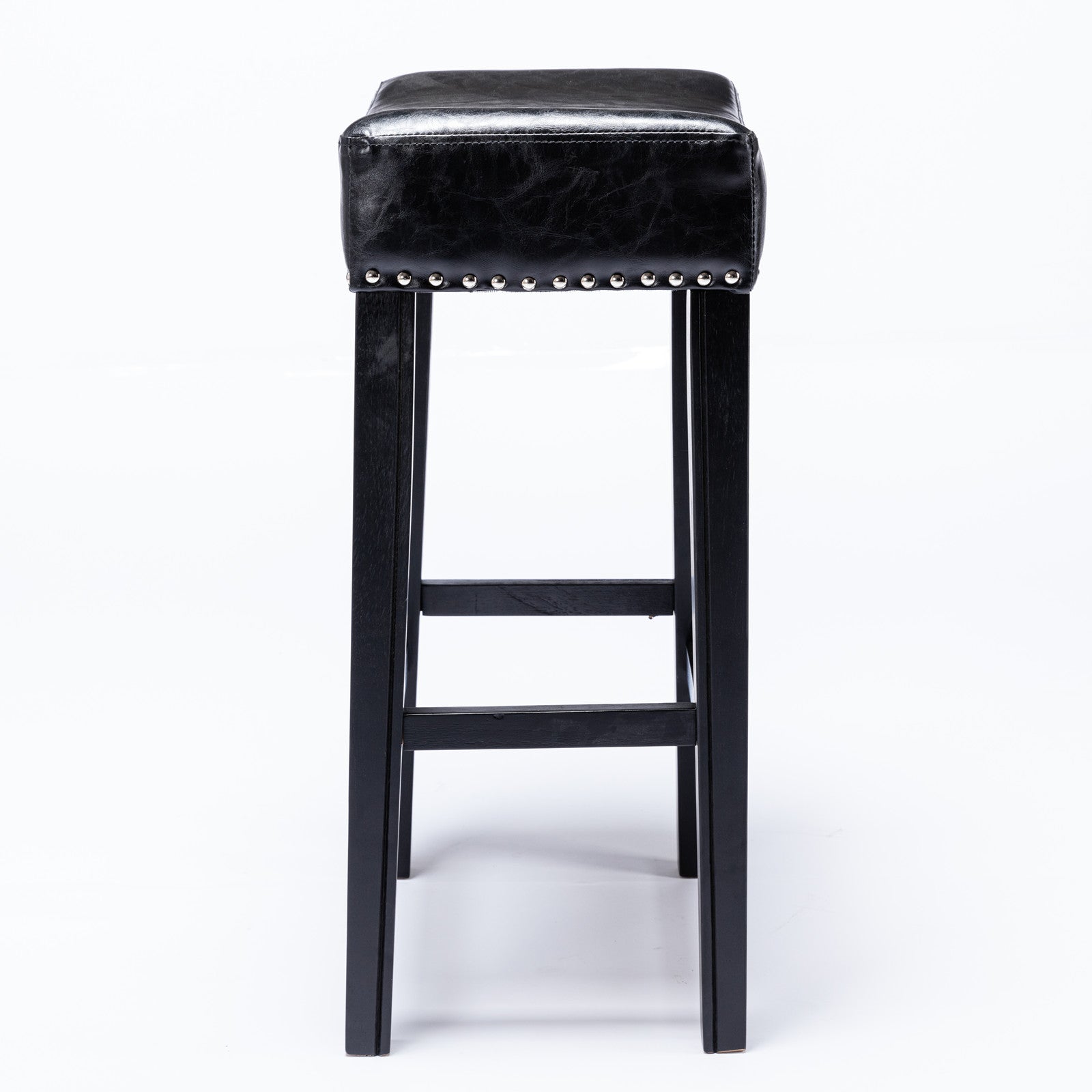 2 pcs 29" Backless Faux Leather Kitchen Counter Soft Sitting Stool Island Chair- Black_5