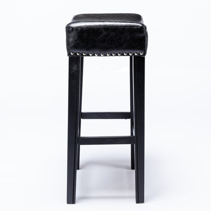 2 pcs 29" Backless Faux Leather Kitchen Counter Soft Sitting Stool Island Chair- Black_5
