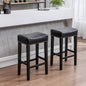 2 pcs 29" Backless Faux Leather Kitchen Counter Soft Sitting Stool Island Chair- Black_1