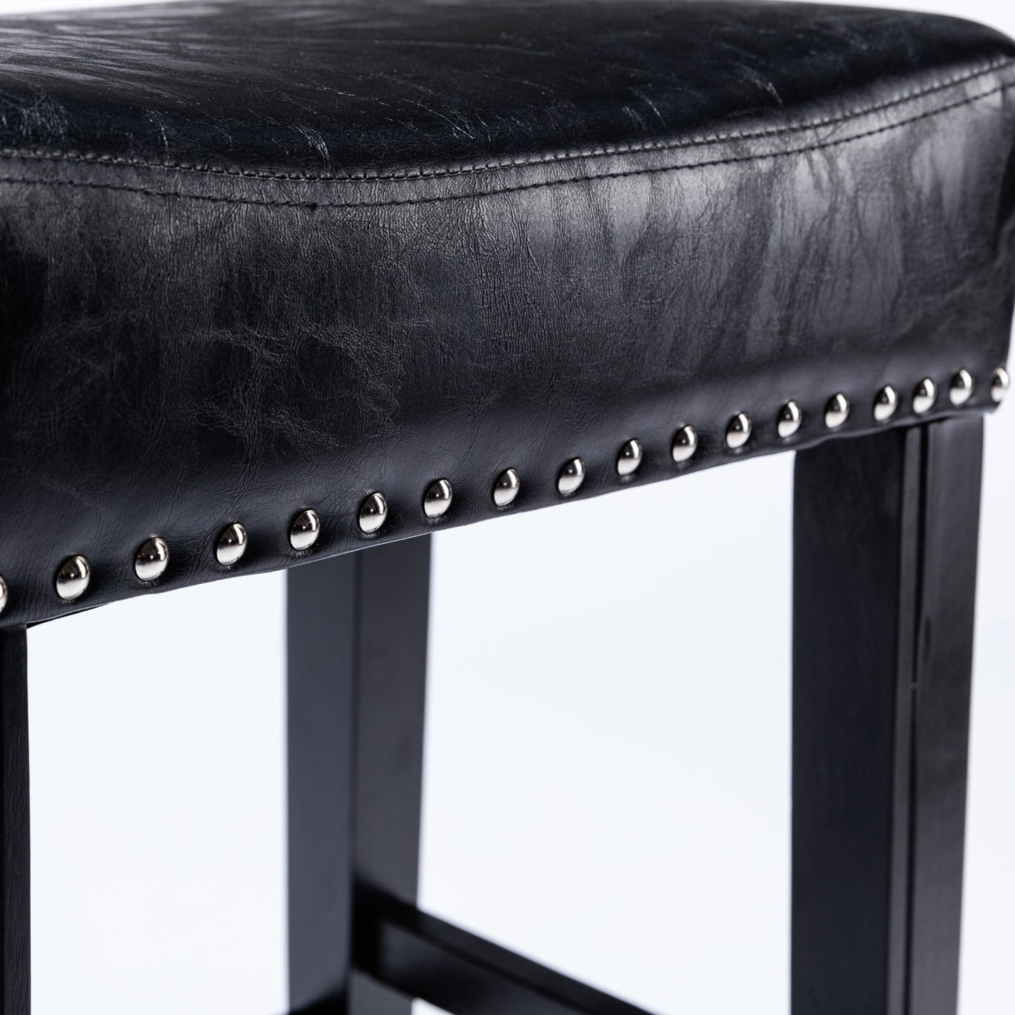2 pcs 29" Backless Faux Leather Kitchen Counter Soft Sitting Stool Island Chair- Black_7