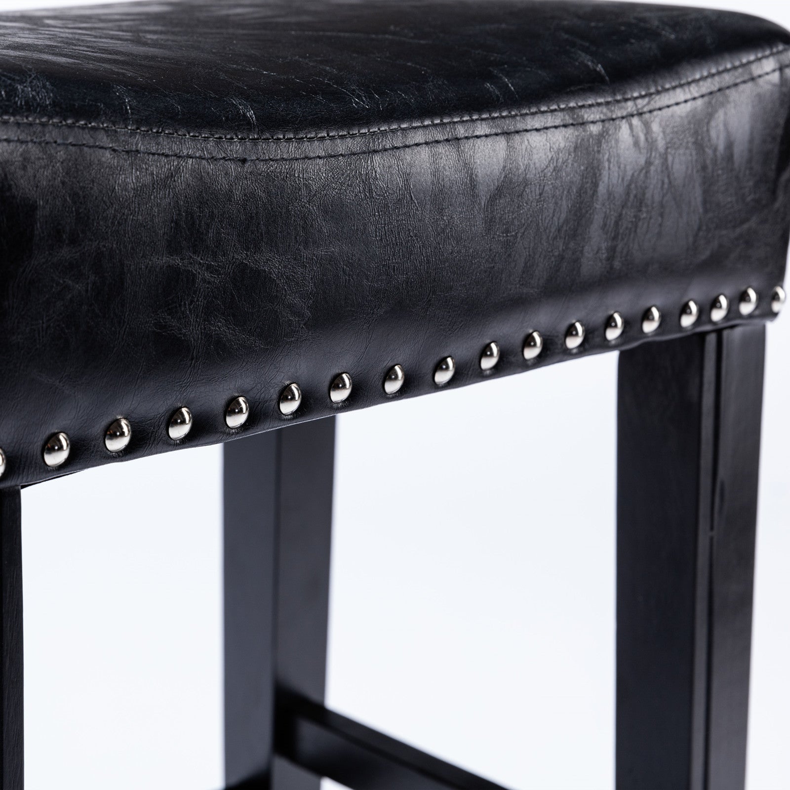 2 pcs 29" Backless Faux Leather Kitchen Counter Soft Sitting Stool Island Chair- Black_7