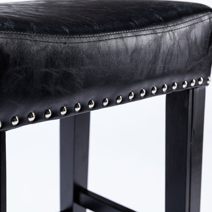 2 pcs 29" Backless Faux Leather Kitchen Counter Soft Sitting Stool Island Chair- Black_7