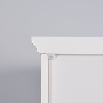 6 Shelves Slim Bathroom Floor Storage and Organizer with 2 Doors- White_5