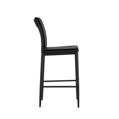 2 Pcs Modern Faux Leather Back Support Bar Chairs with Metal Legs- Black_13