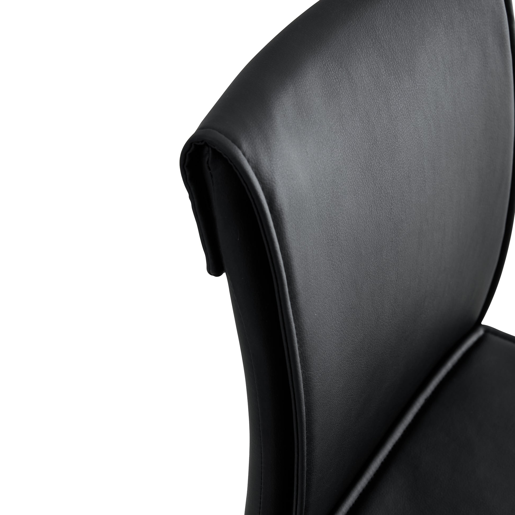 2 Pcs Modern Faux Leather Back Support Bar Chairs with Metal Legs- Black_9