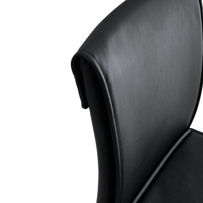 2 Pcs Modern Faux Leather Back Support Bar Chairs with Metal Legs- Black_9