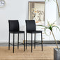 2 Pcs Modern Faux Leather Back Support Bar Chairs with Metal Legs- Black_0