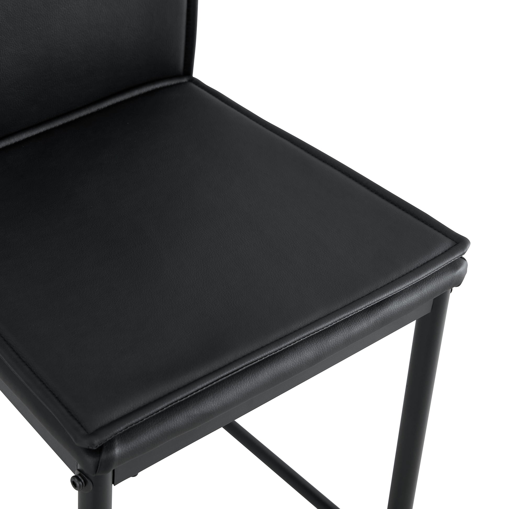 2 Pcs Modern Faux Leather Back Support Bar Chairs with Metal Legs- Black_6