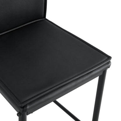 2 Pcs Modern Faux Leather Back Support Bar Chairs with Metal Legs- Black_6