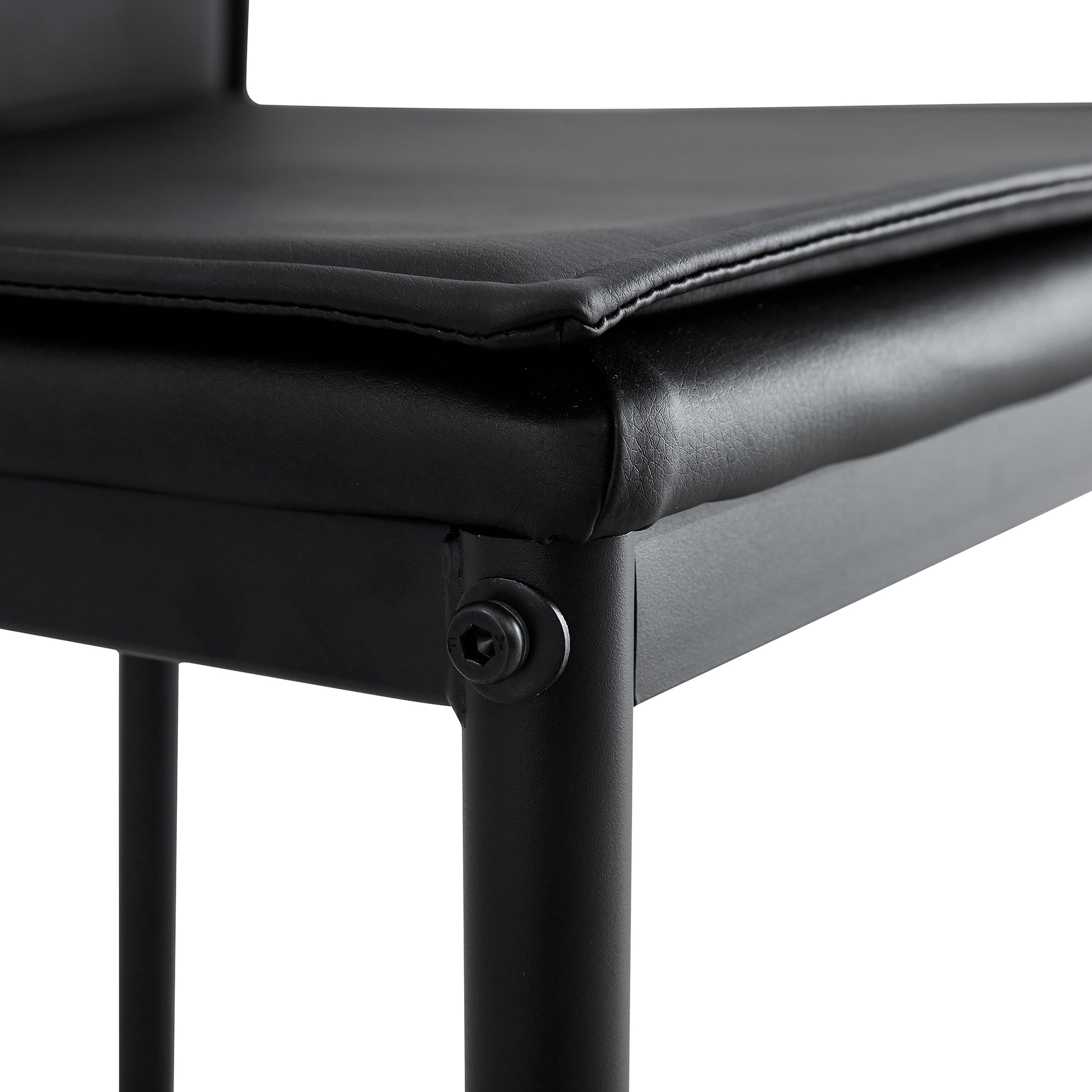 2 Pcs Modern Faux Leather Back Support Bar Chairs with Metal Legs- Black_11