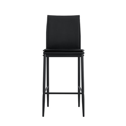 2 Pcs Modern Faux Leather Back Support Bar Chairs with Metal Legs- Black_17
