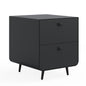 2 Drawers Nordic Minimalist Bedside Steel Cabinet with Round Handle- Black_3