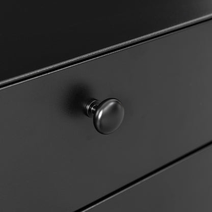2 Drawers Nordic Minimalist Bedside Steel Cabinet with Round Handle- Black_13