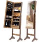 Full Sized Body Mirror and Jewelry Storage with LED Lights and Stand- Antique Gray_1