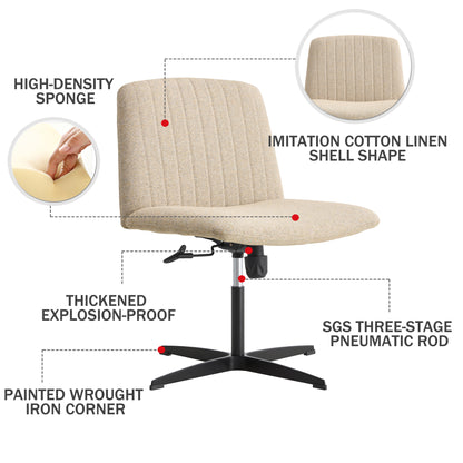 Modern Contemporary Height Adjustable Fabric Office Swivel Chair- Beige_22