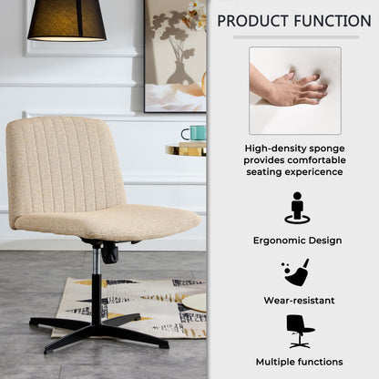 Modern Contemporary Height Adjustable Fabric Office Swivel Chair- Beige_18