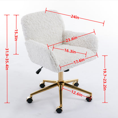 Modern Contemporary Height Adjustable Office Swivel Chair with Gold Legs- Blue_20