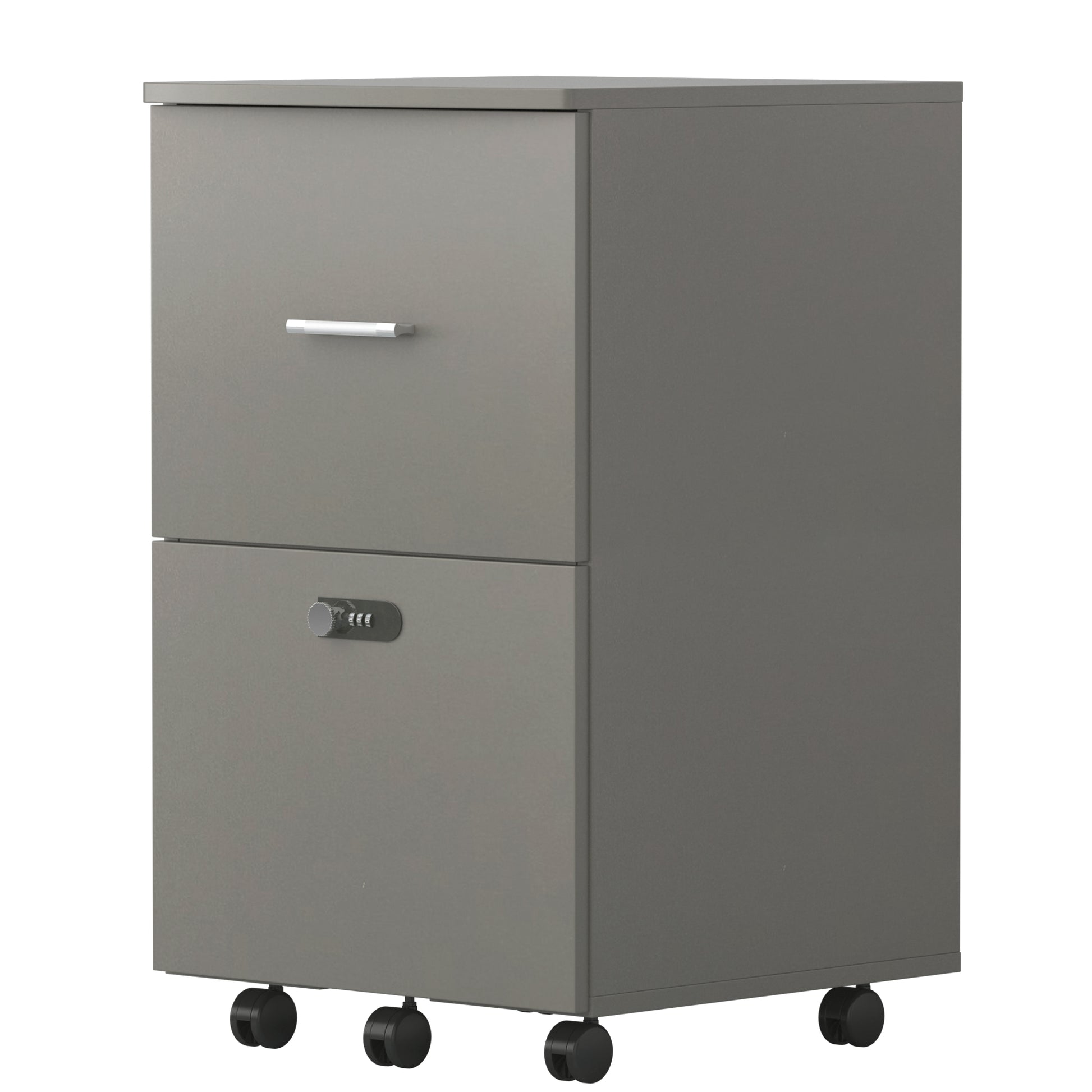 2 Drawers Small Rolling File Office Cabinet Organizer with Lock- Antique Gray_5