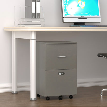 2 Drawers Small Rolling File Office Cabinet Organizer with Lock- Antique Gray_4
