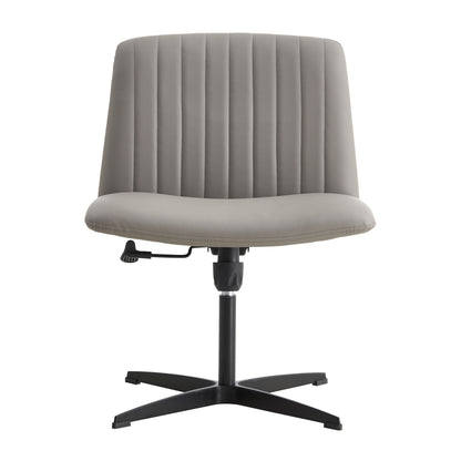 Height Adjustable 360 ° Swivel Cushioned PU Office Chair with Black Foot - Gray_18