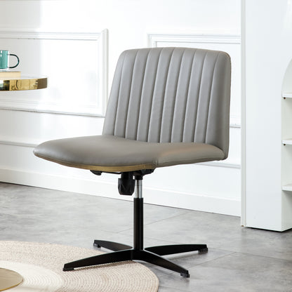 Height Adjustable 360 ° Swivel Cushioned PU Office Chair with Black Foot - Gray_2