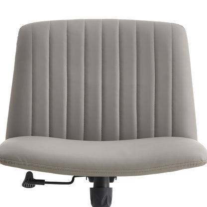 Height Adjustable 360 ° Swivel Cushioned PU Office Chair with Black Foot - Gray_9