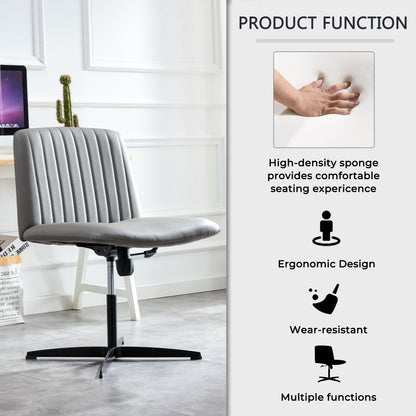 Height Adjustable 360 ° Swivel Cushioned PU Office Chair with Black Foot - Gray_20