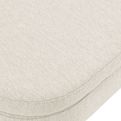 Oval Shaped Ottoman Linen Storage Bench with Wooden Legs- Beige_8
