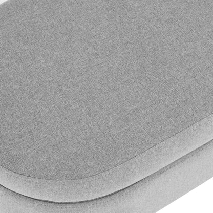 Oval Shaped Ottoman Linen Storage Bench with Wooden Legs- Grey_12