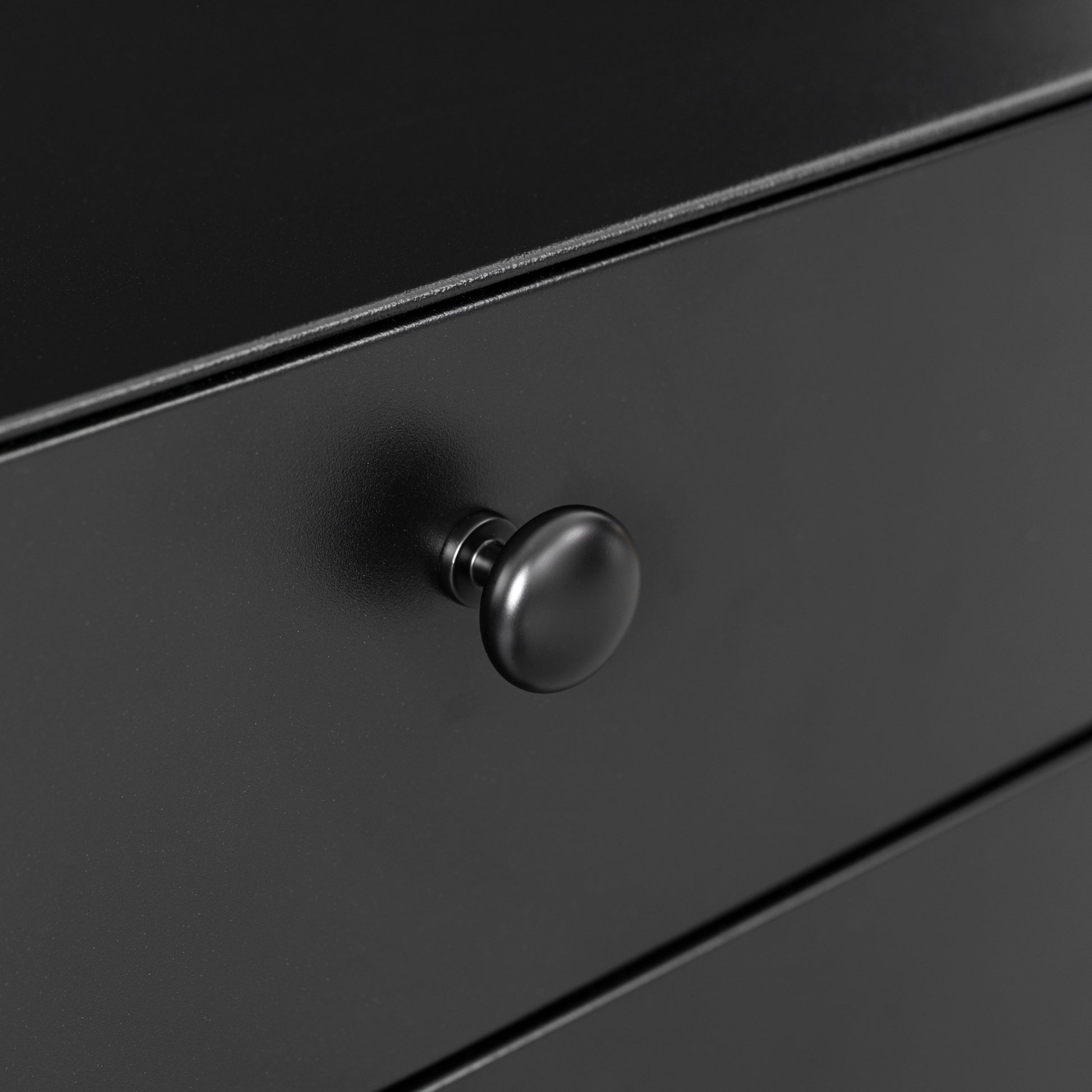 3 Drawers Nordic Minimalist Bedside Steel Cabinet with Round Handle- Black_7