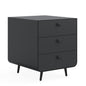 3 Drawers Nordic Minimalist Bedside Steel Cabinet with Round Handle- Black_2
