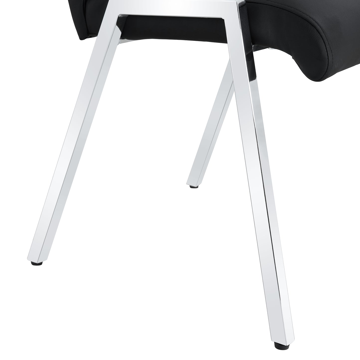 2 pcs Grid Armless Faux Leather High Back Upholstered Padded Dining Chairs- Black_15