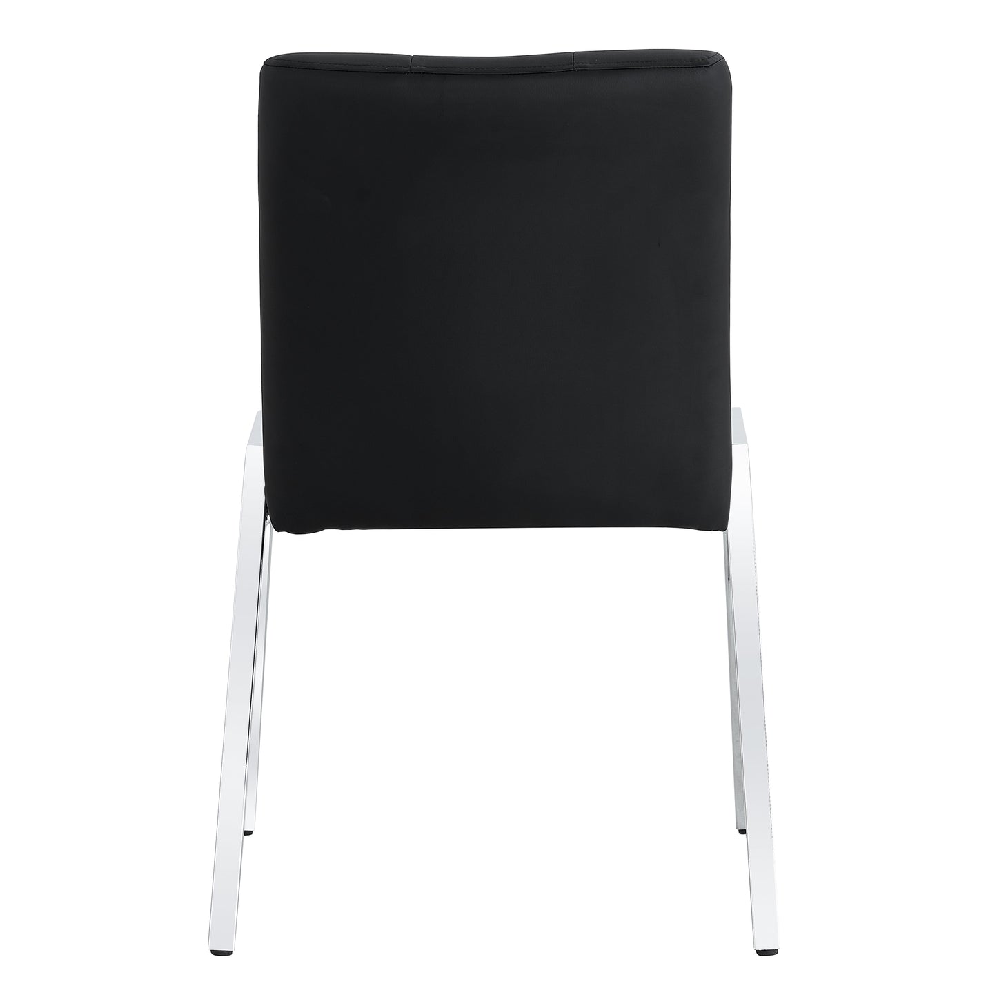 2 pcs Grid Armless Faux Leather High Back Upholstered Padded Dining Chairs- Black_16
