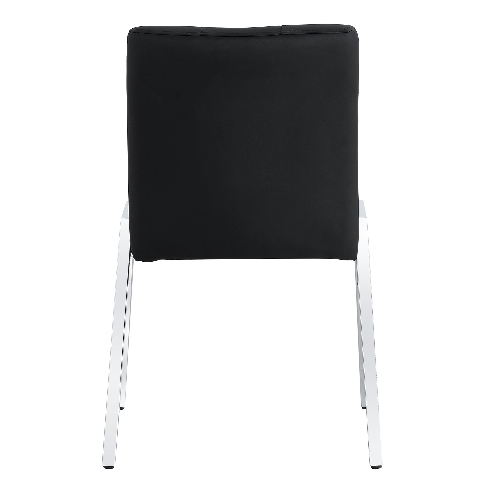 2 pcs Grid Armless Faux Leather High Back Upholstered Padded Dining Chairs- Black_16